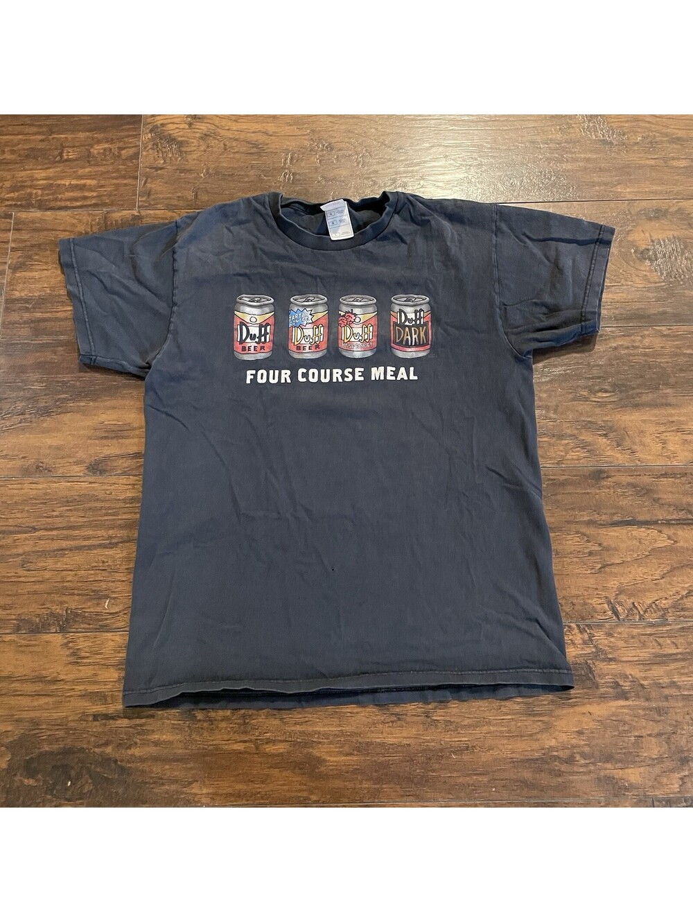 Fruit Of The Loom The Simpsons Men's shirt Duff Beer Four Course Meal Black Sz L